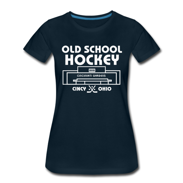 Cincinnati Gardens Old School Hockey Women’s T-Shirt - deep navy