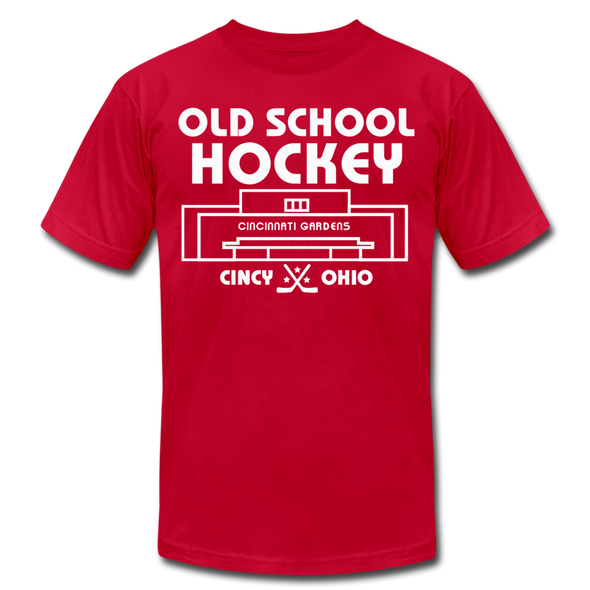 Cincinnati Gardens Old School Hockey T-Shirt (Premium Lightweight) - red