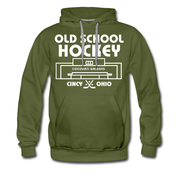 Cincinnati Gardens Old School Hockey Hoodie (Premium) - olive green