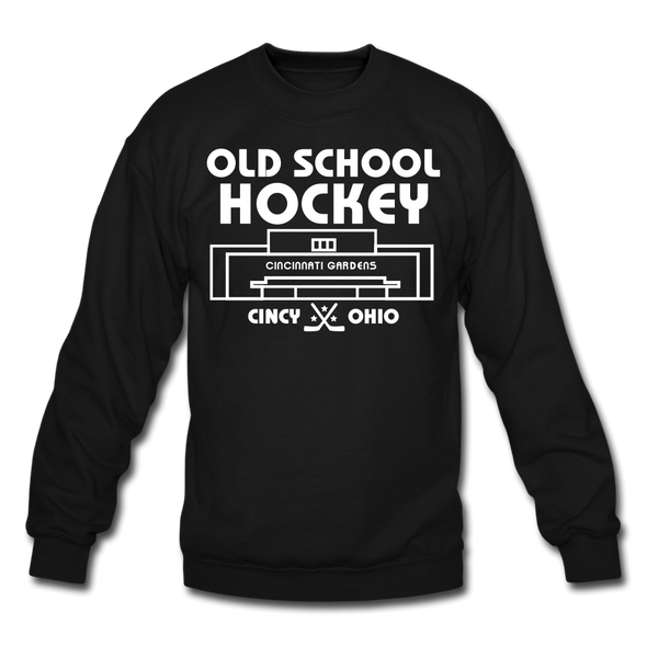 Cincinnati Gardens Old School Hockey Crewneck Sweatshirt - black