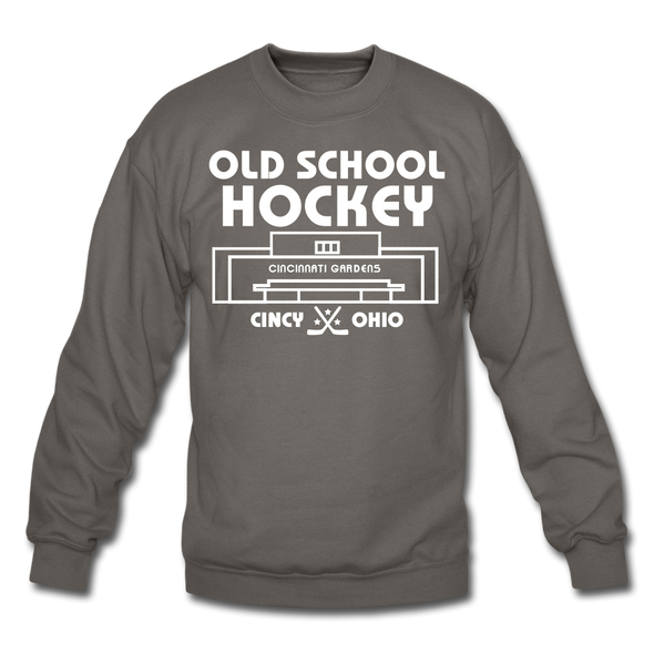 Cincinnati Gardens Old School Hockey Crewneck Sweatshirt - asphalt gray